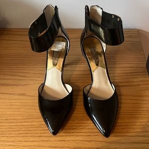 Michael Kors Leather Heel w/ Gold Buckle Ankle Strap